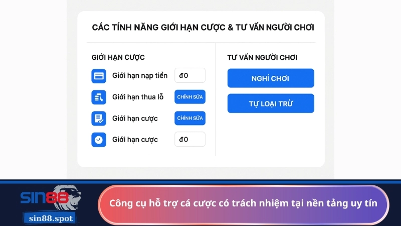Công cụ hỗ trợ cá cược có trách nhiệm tại nền tảng uy tín